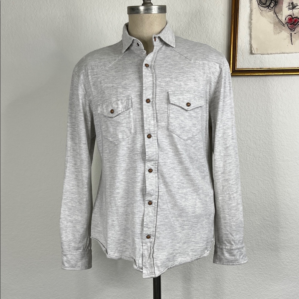 Eleventy Texas Cotton Snap Western Button Down Shirt